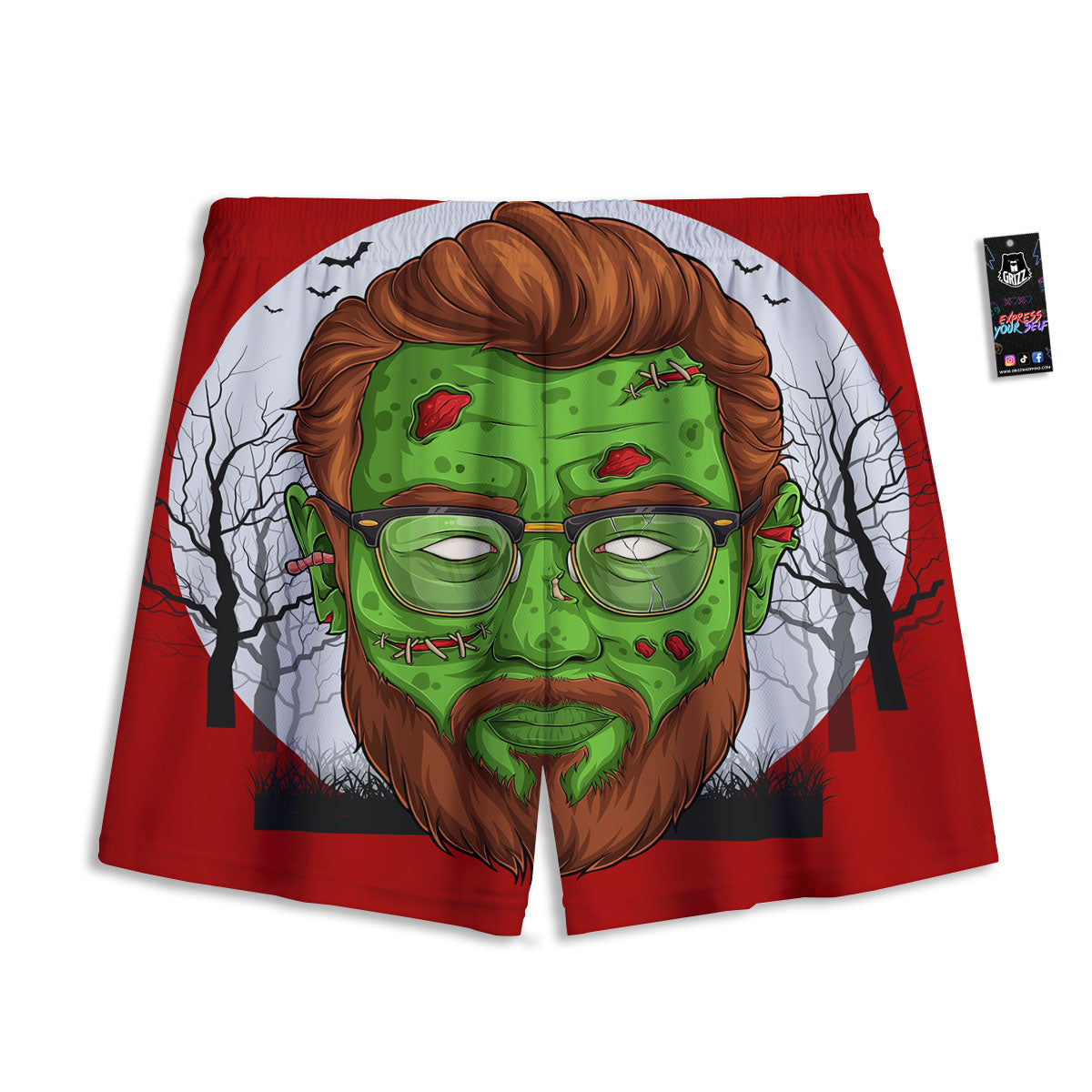 Zombie Walking Green Print Mesh Shorts