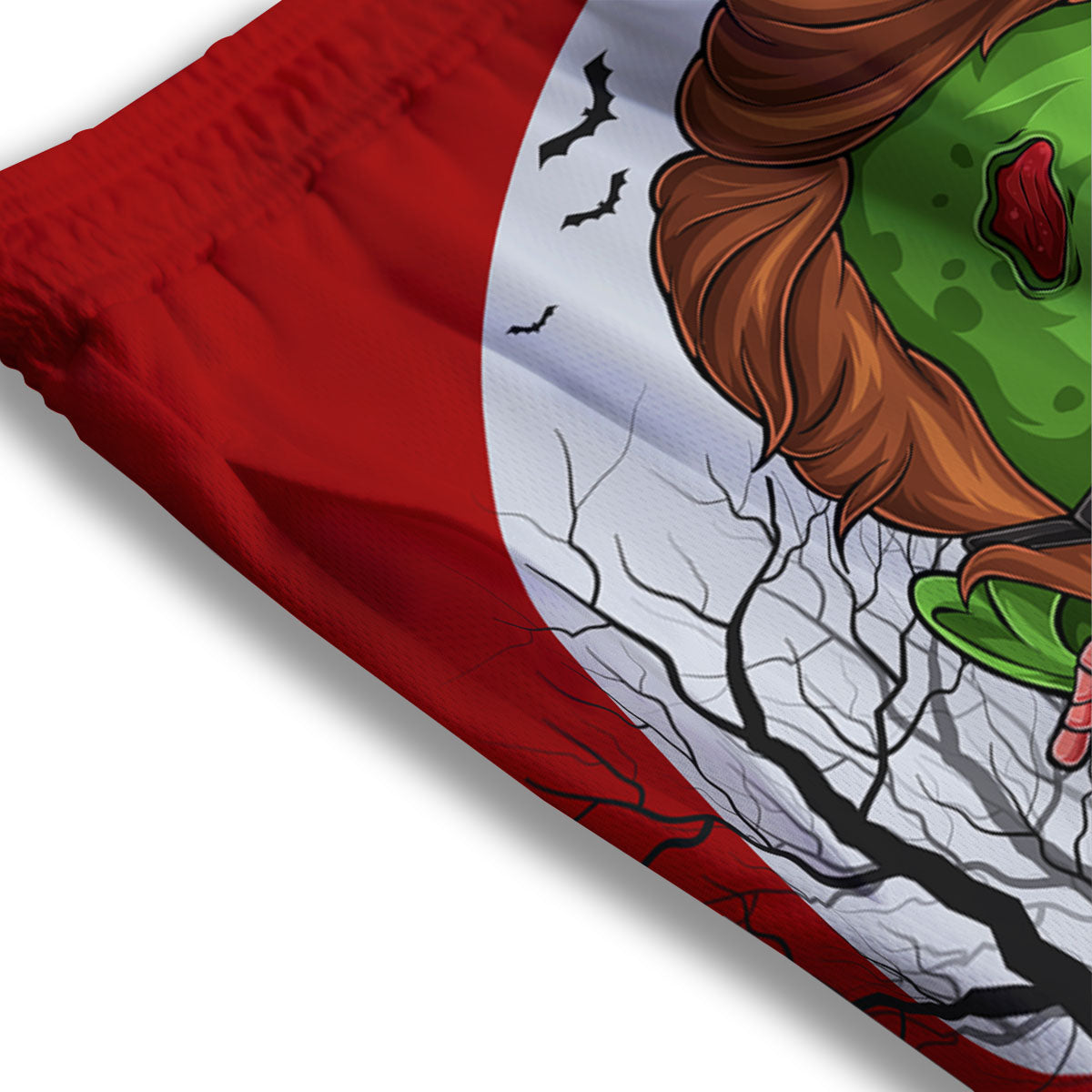 Zombie Walking Green Print Mesh Shorts