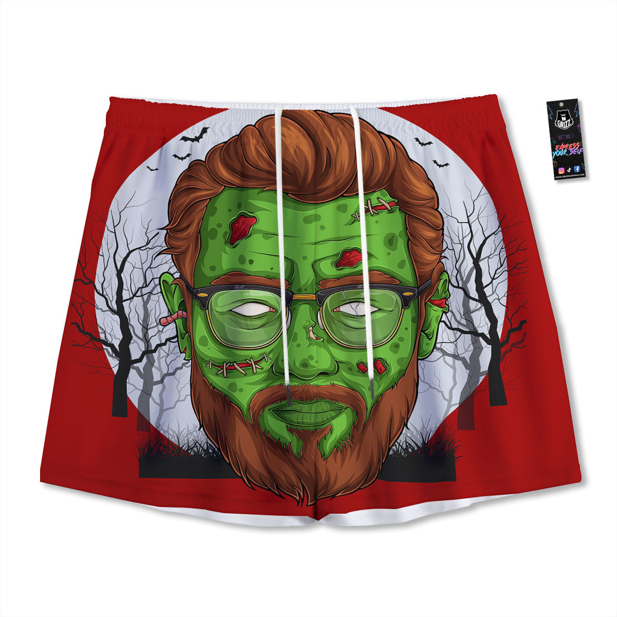 Zombie Walking Green Print Mesh Shorts