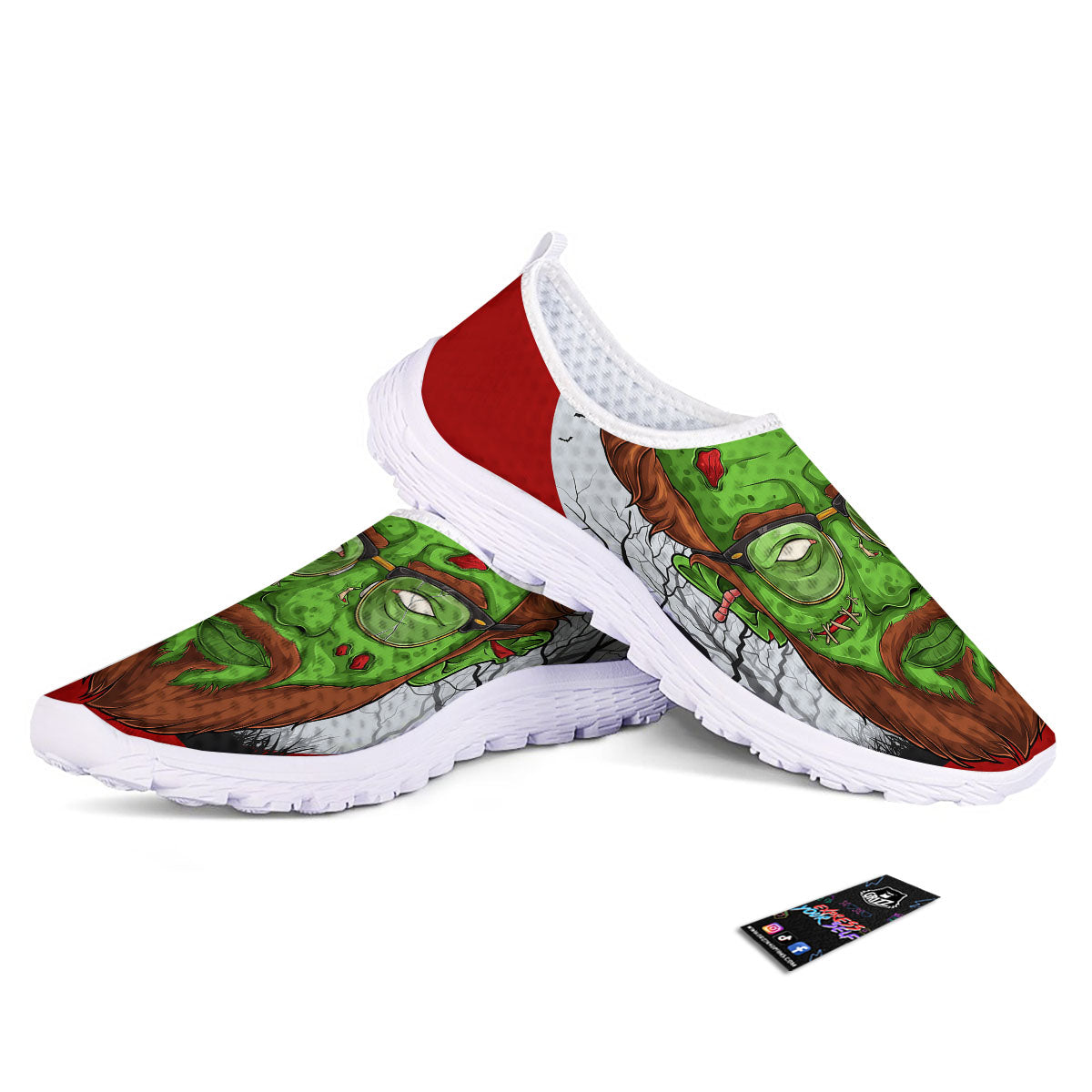 Zombie Face Halloween Character Print Nurse Shoes-grizzshop