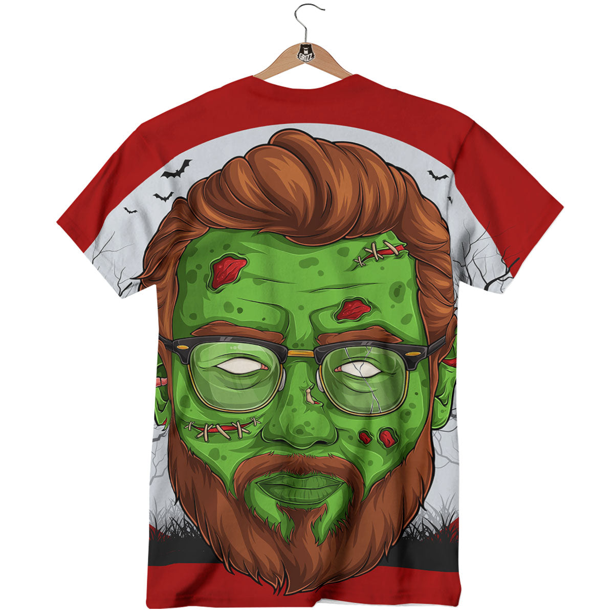 Zombie Face Halloween Character Print T-Shirt-grizzshop
