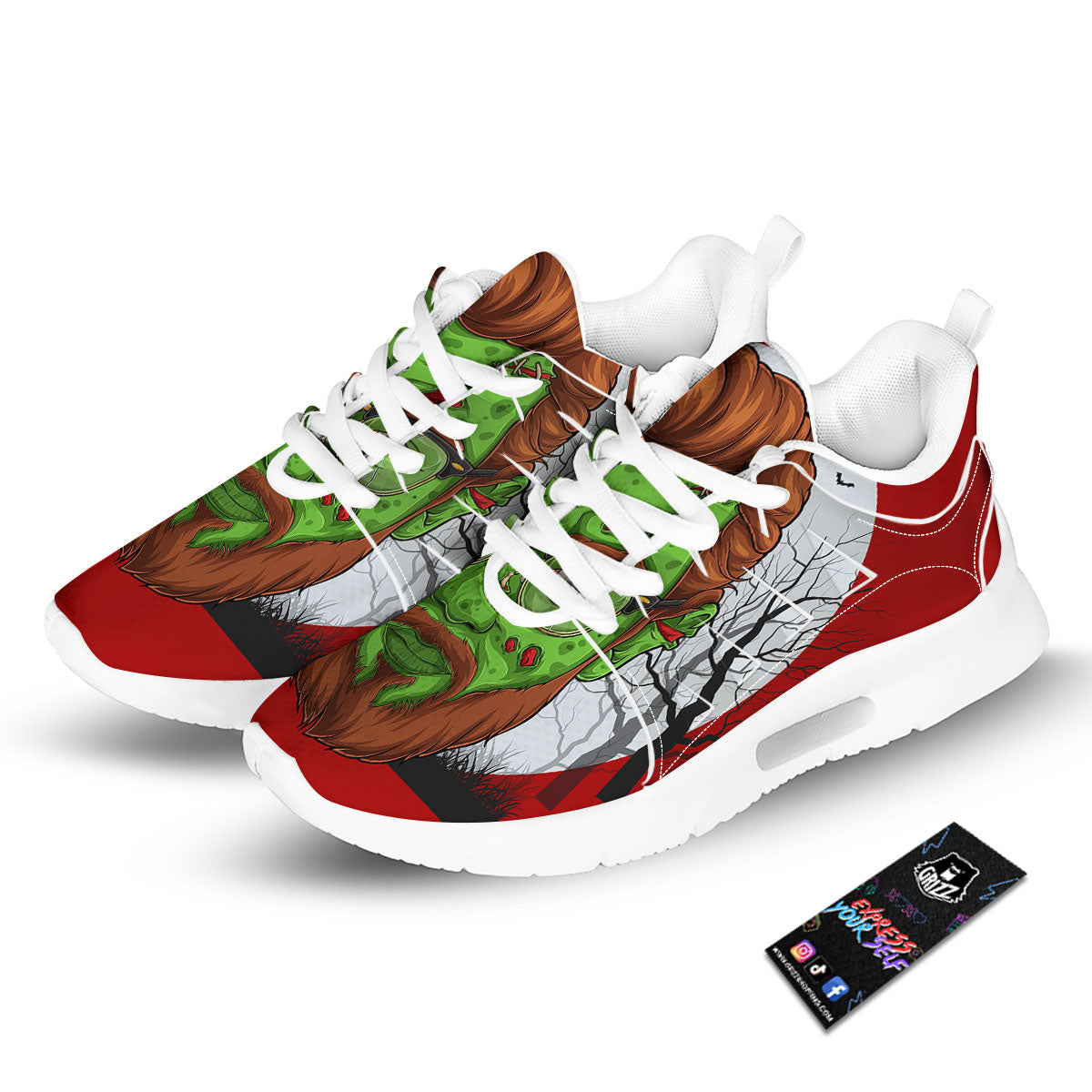 Zombie Face Halloween Character Print Tennis Shoes-grizzshop