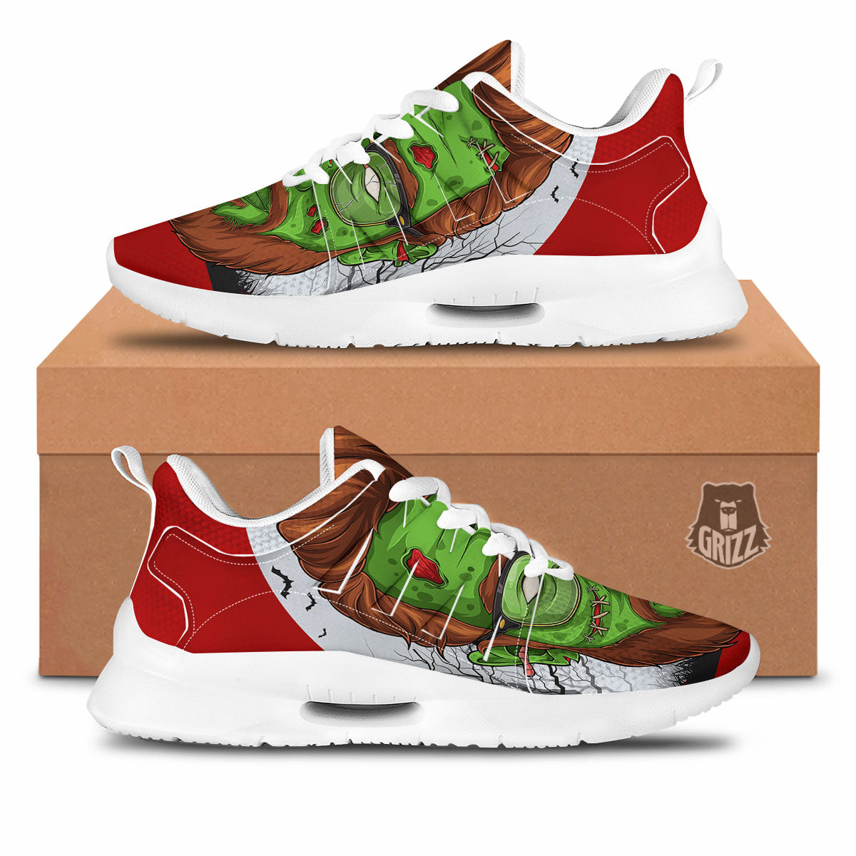 Zombie Face Halloween Character Print Tennis Shoes-grizzshop