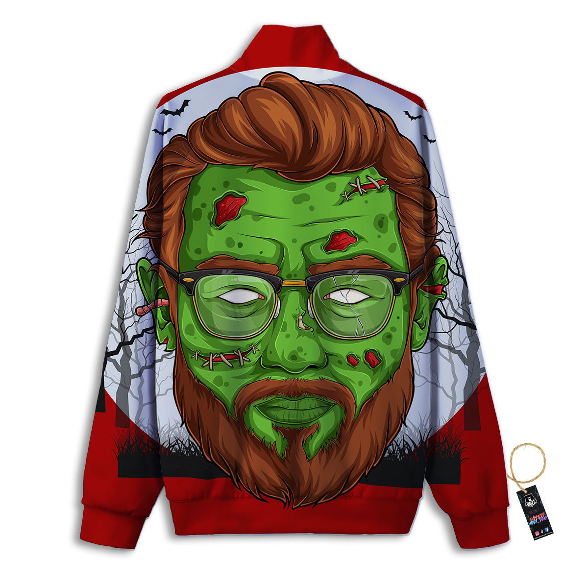 Zombie Face Halloween Character Print Track Jacket-grizzshop