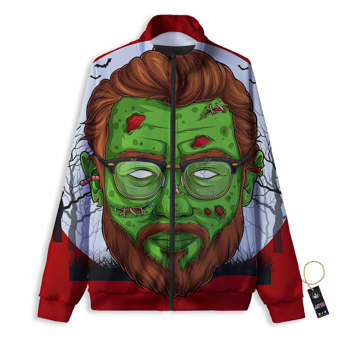 Zombie Face Halloween Character Print Track Jacket-grizzshop