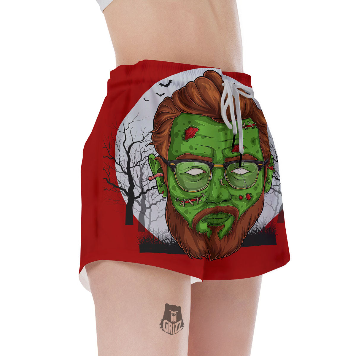 Zombie Face Halloween Character Print Women's Shorts-grizzshop