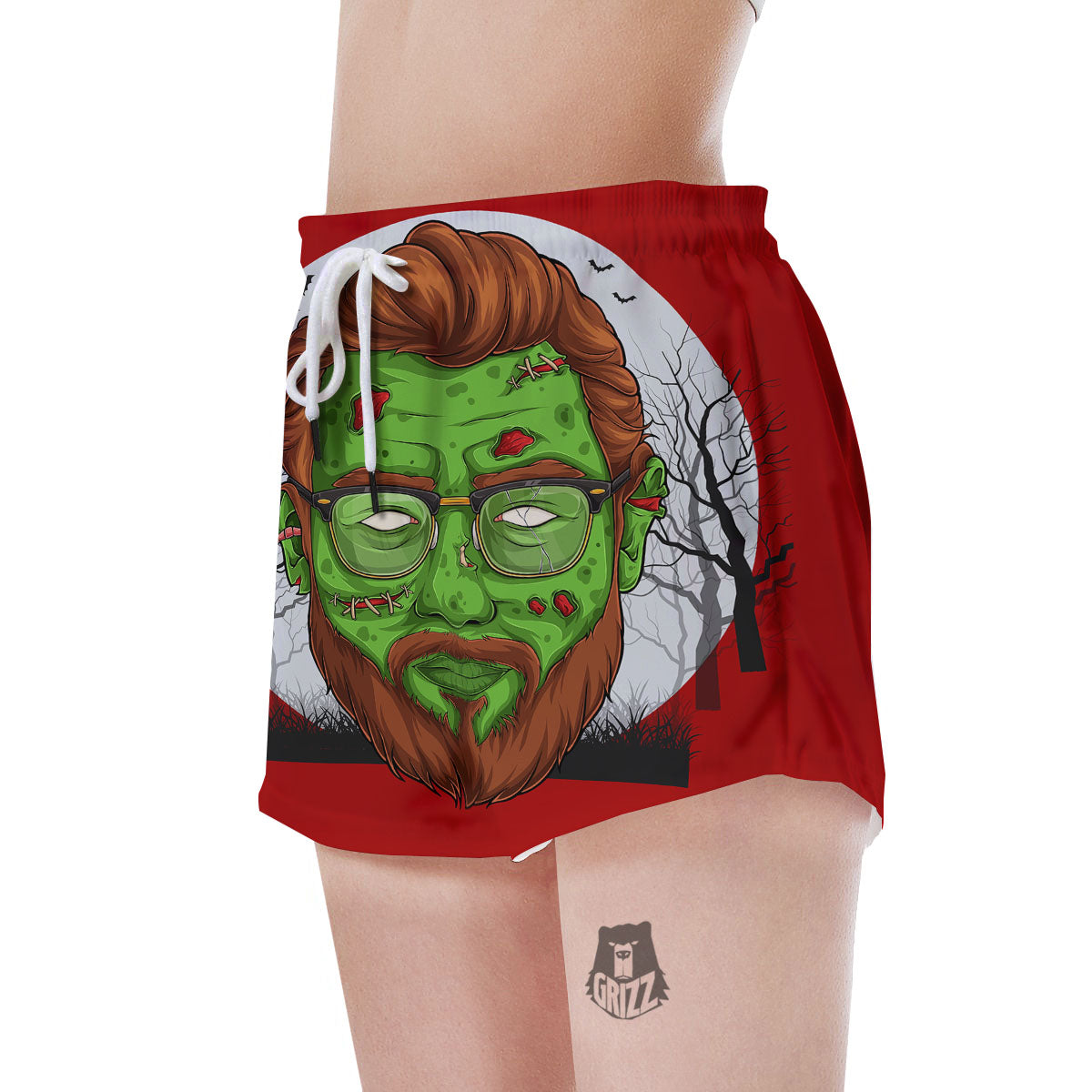 Zombie Face Halloween Character Print Women's Shorts-grizzshop