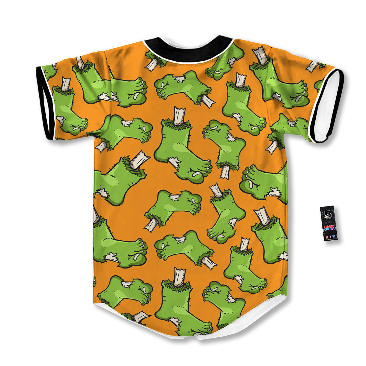 Zombie Foot Print Pattern Baseball Jersey-grizzshop