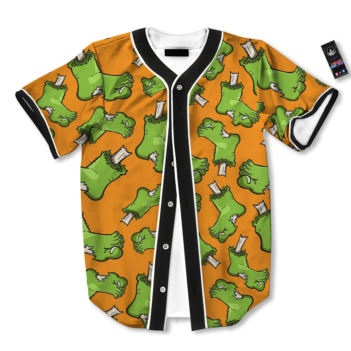 Zombie Foot Print Pattern Baseball Jersey-grizzshop