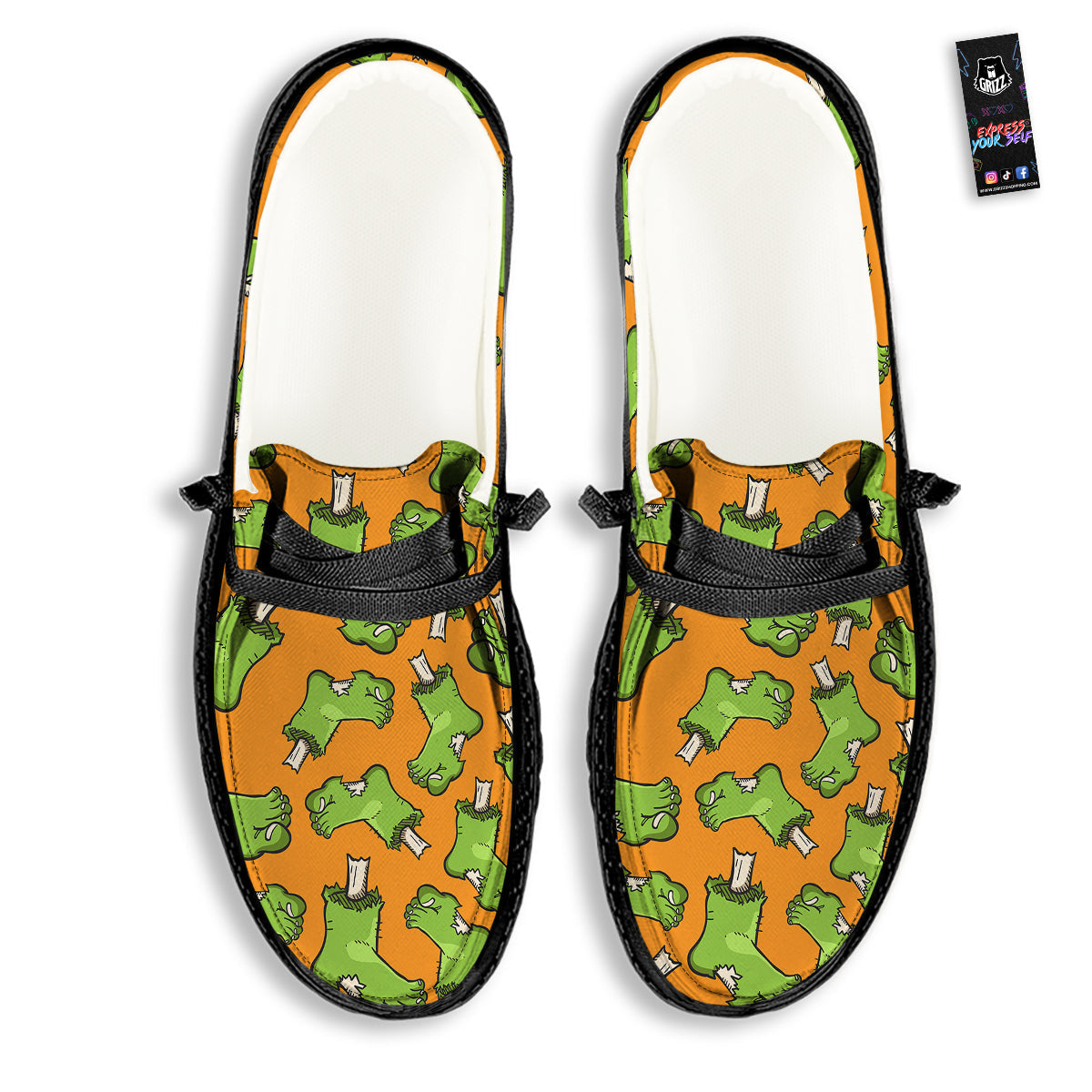 Zombie Foot Print Pattern Black Loafers-grizzshop