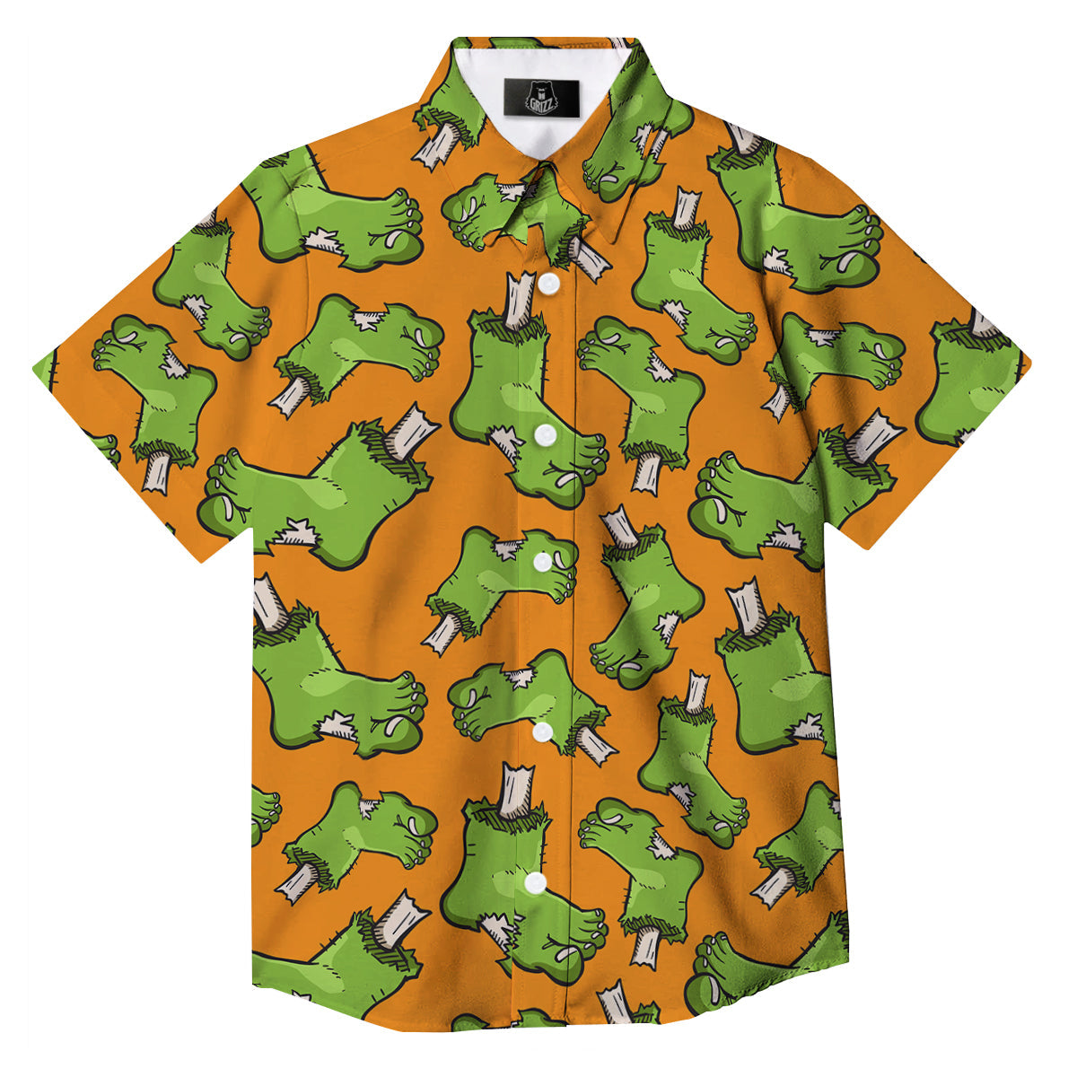 Zombie Foot Print Pattern Button Up Shirt-grizzshop