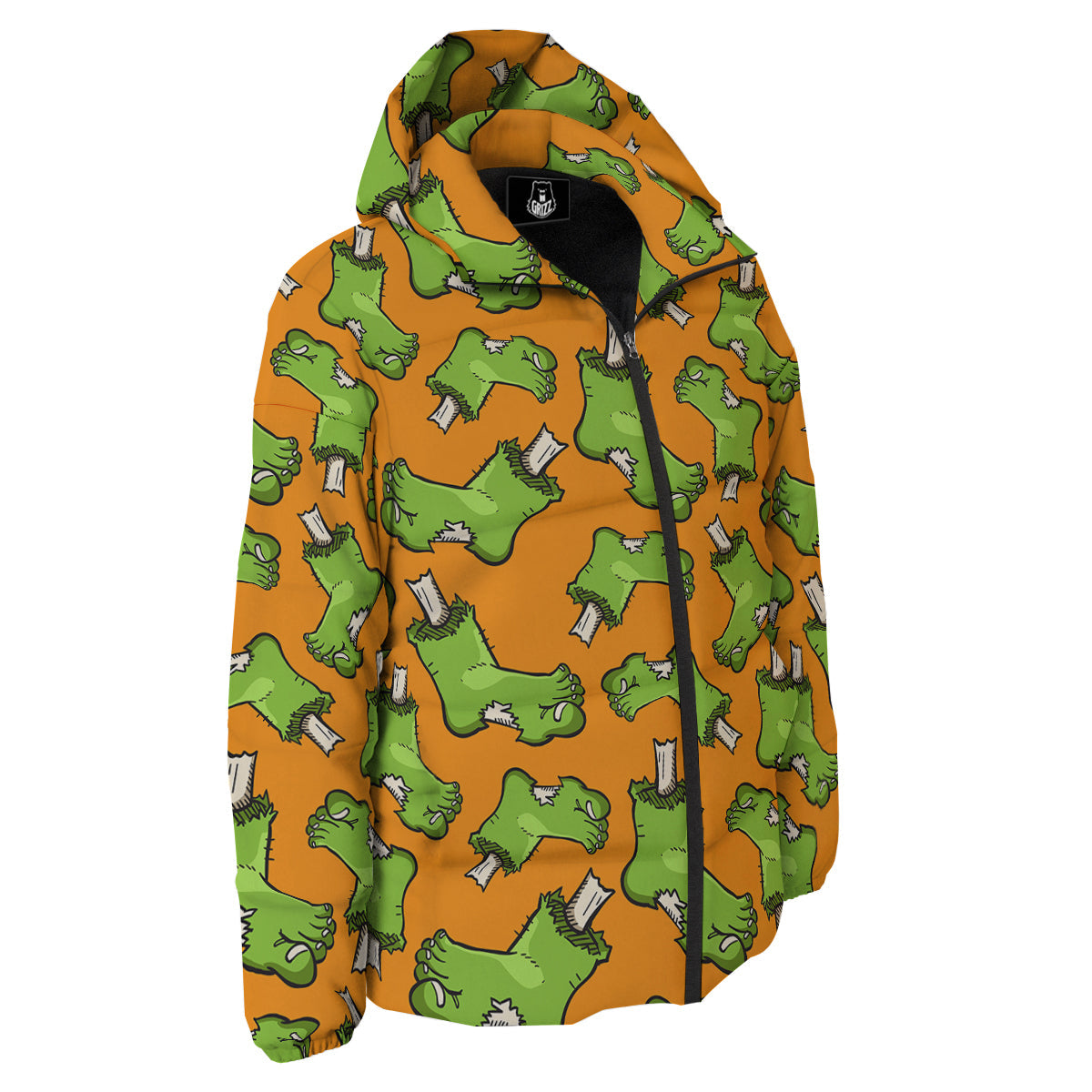 Zombie Foot Print Pattern Down Jacket-grizzshop