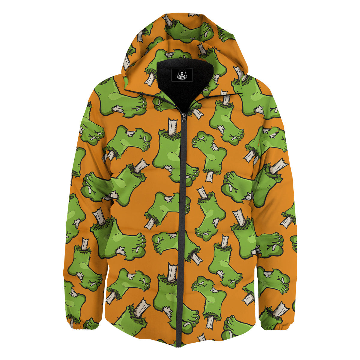 Zombie Foot Print Pattern Down Jacket-grizzshop