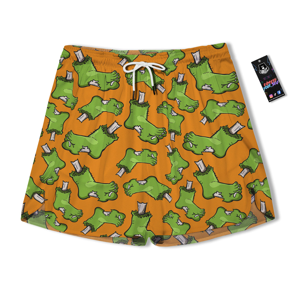 Zombie Foot Print Pattern Men's Running Shorts-grizzshop