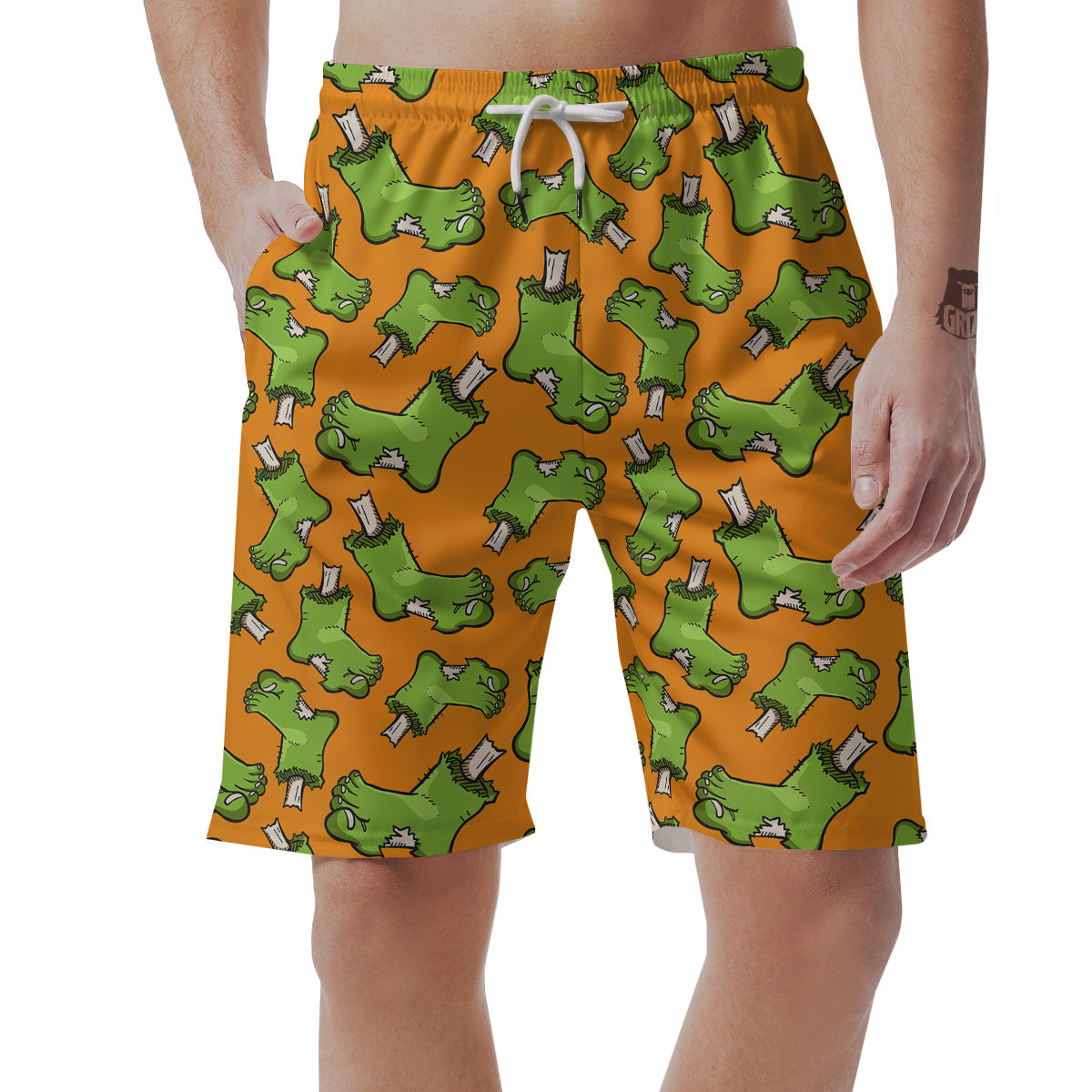 Zombie Foot Print Pattern Men's Shorts-grizzshop