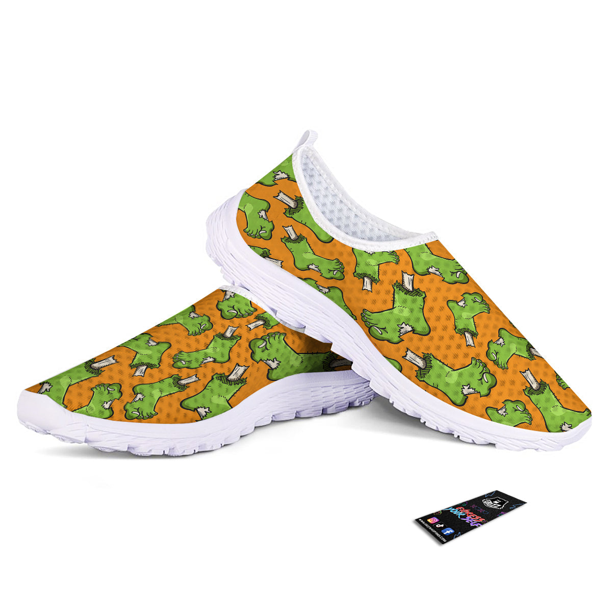 Zombie Foot Print Pattern Nurse Shoes-grizzshop