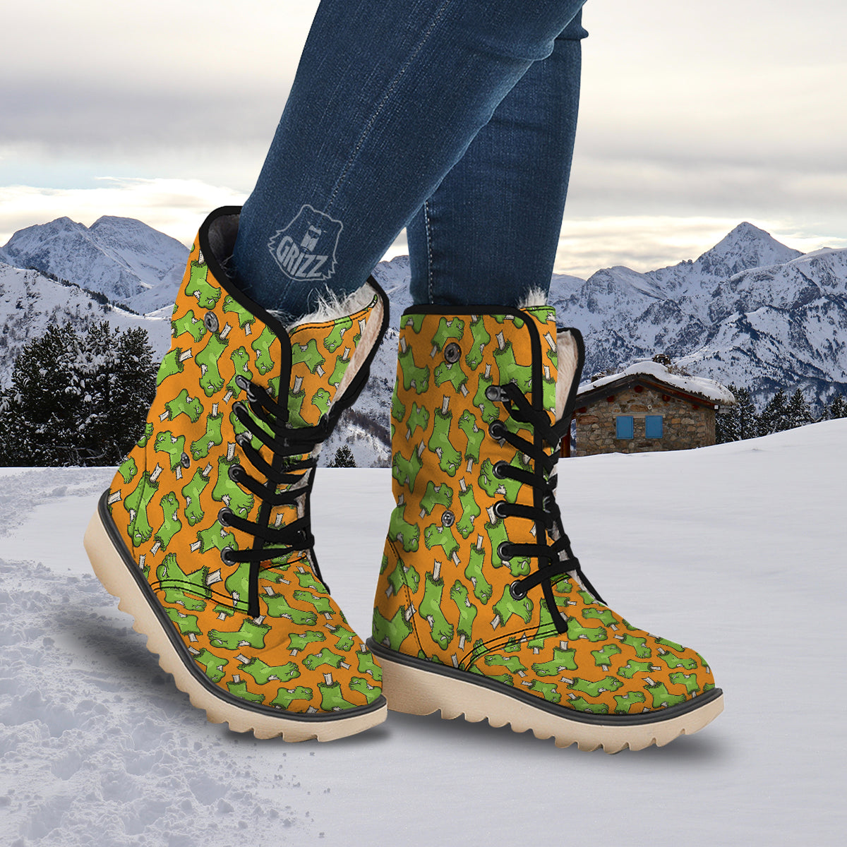 Zombie Foot Print Pattern Snow Boots-grizzshop
