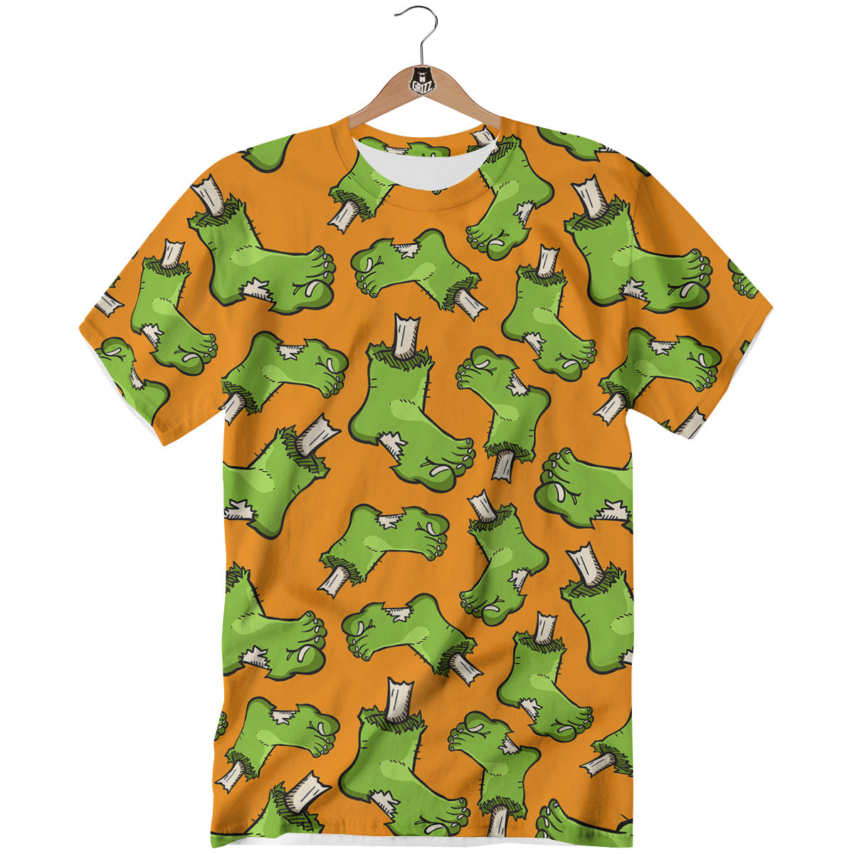 Zombie Foot Print Pattern T-Shirt-grizzshop