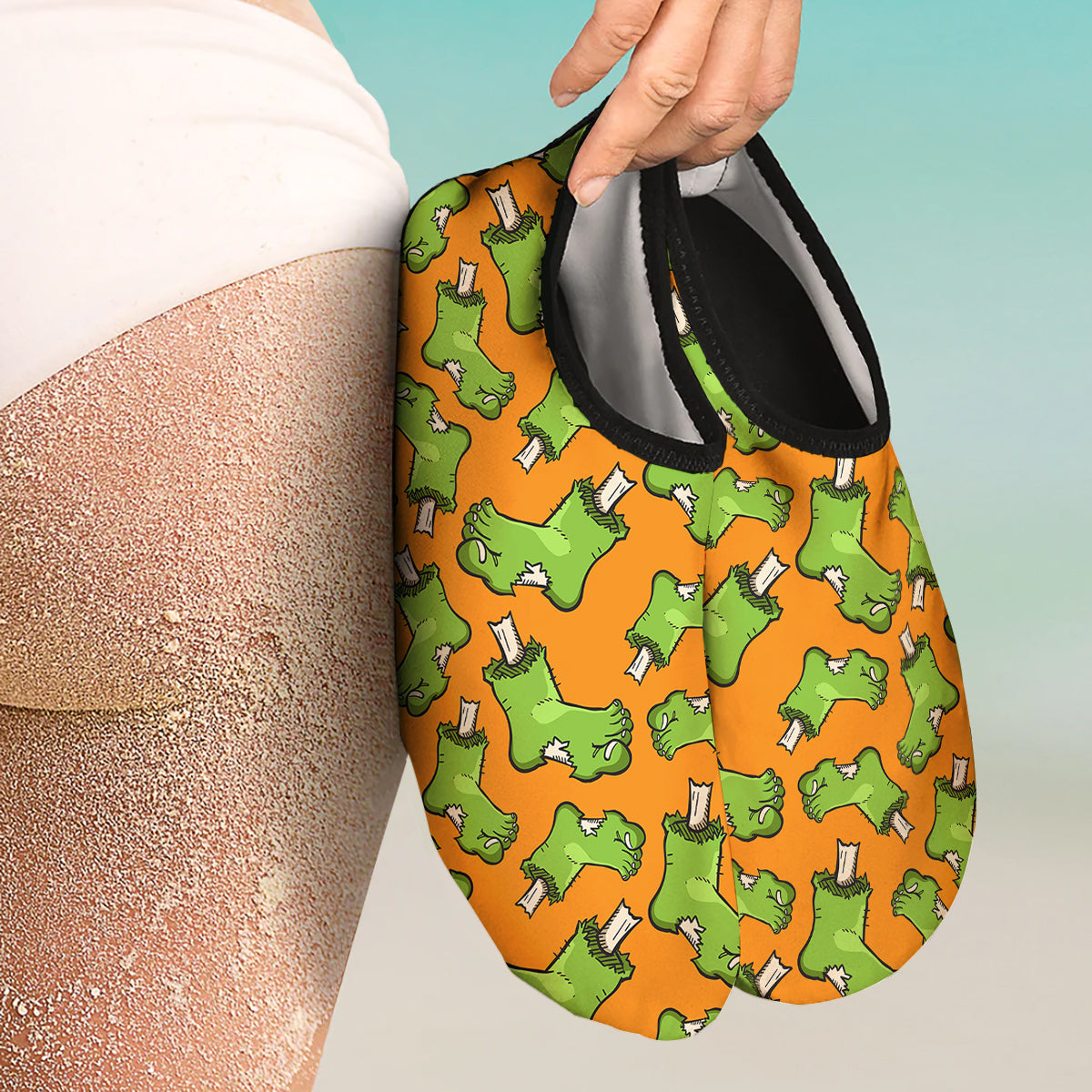 Zombie Foot Print Pattern Water Shoes-grizzshop