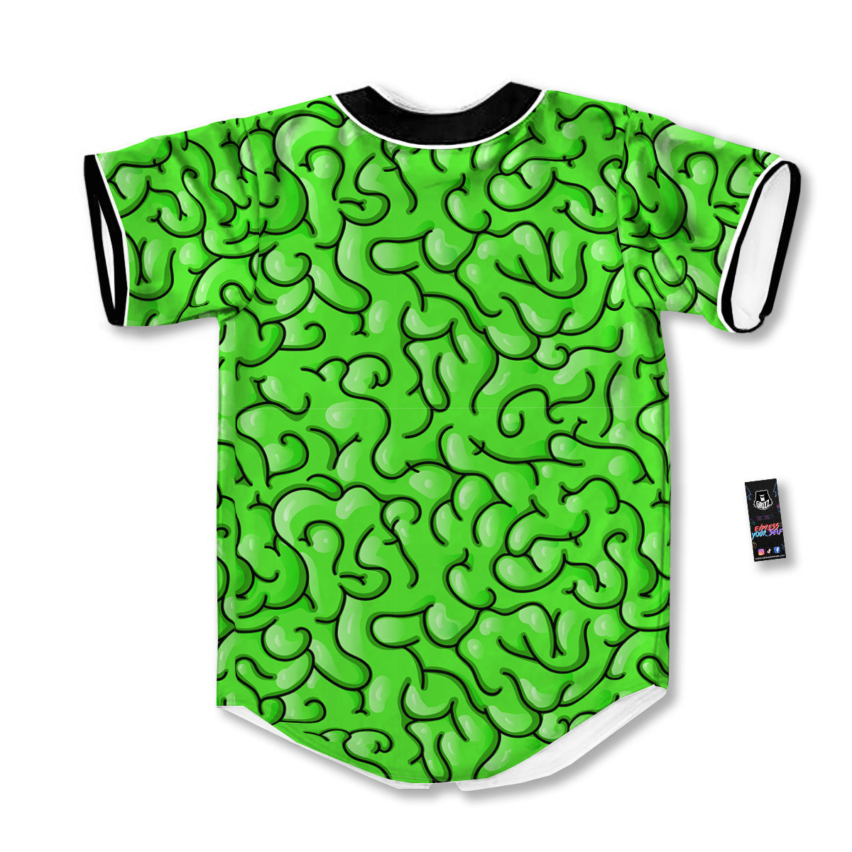 Zombie Green Brain Print Pattern Baseball Jersey-grizzshop
