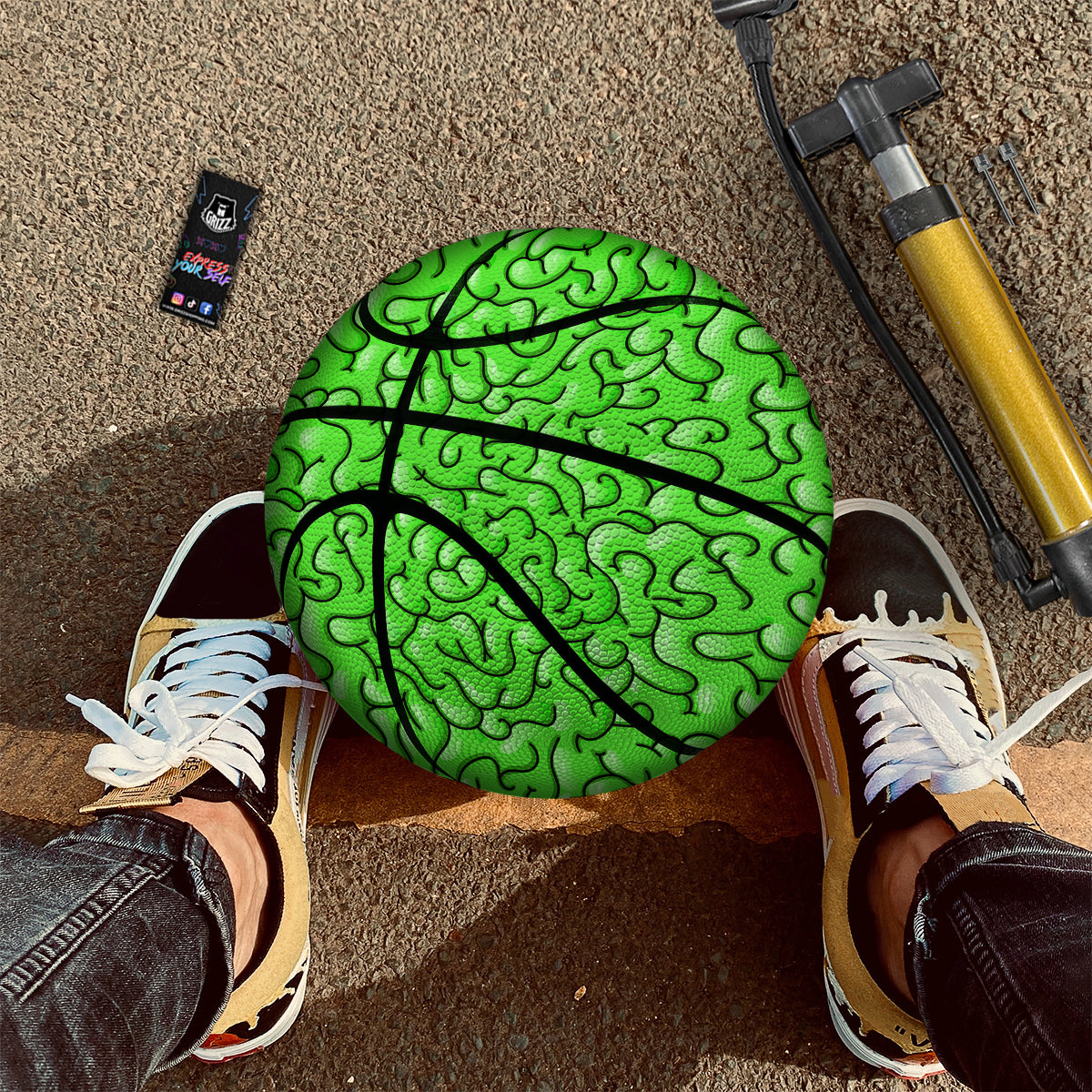 Zombie Green Brain Print Pattern Basketball-grizzshop