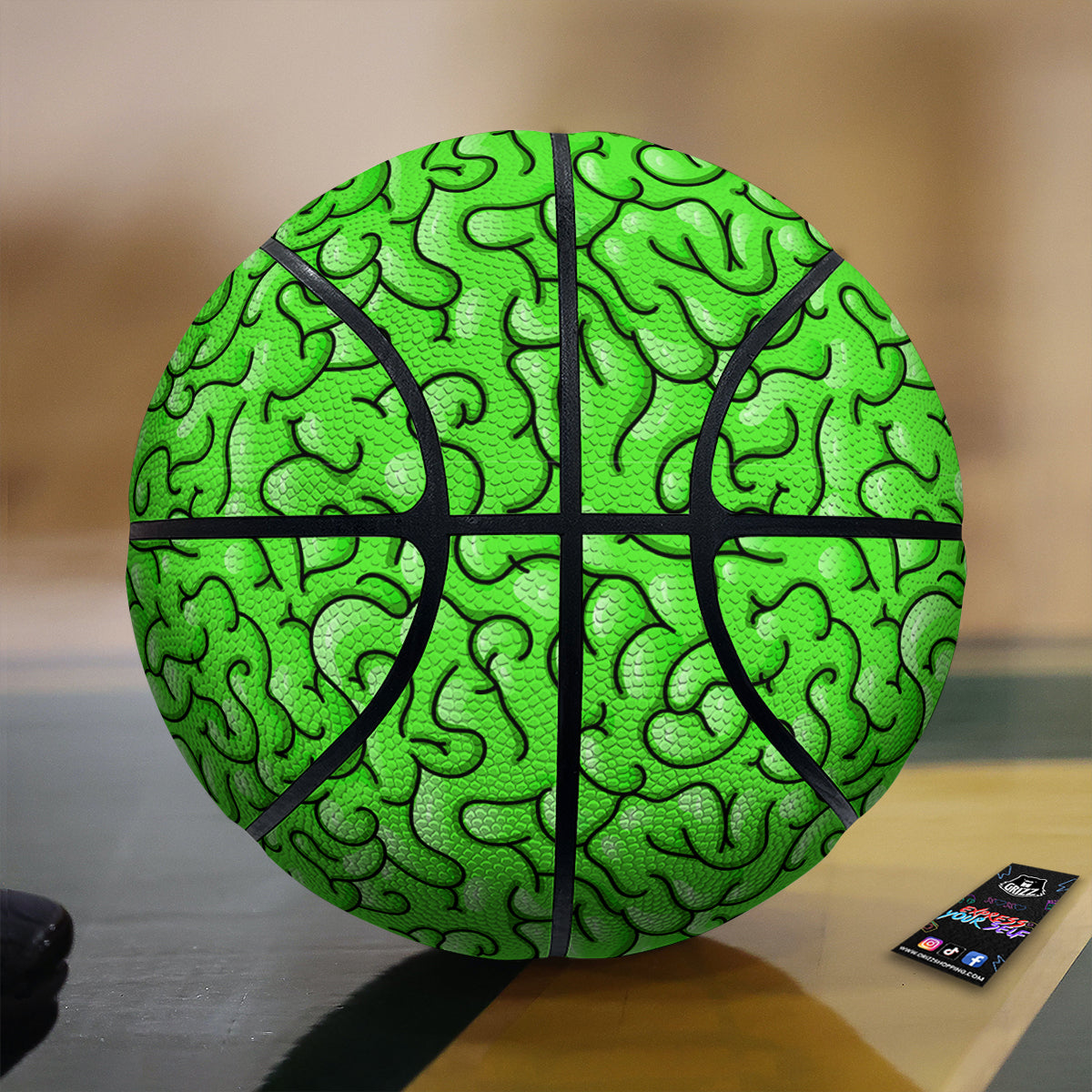 Zombie Green Brain Print Pattern Basketball-grizzshop