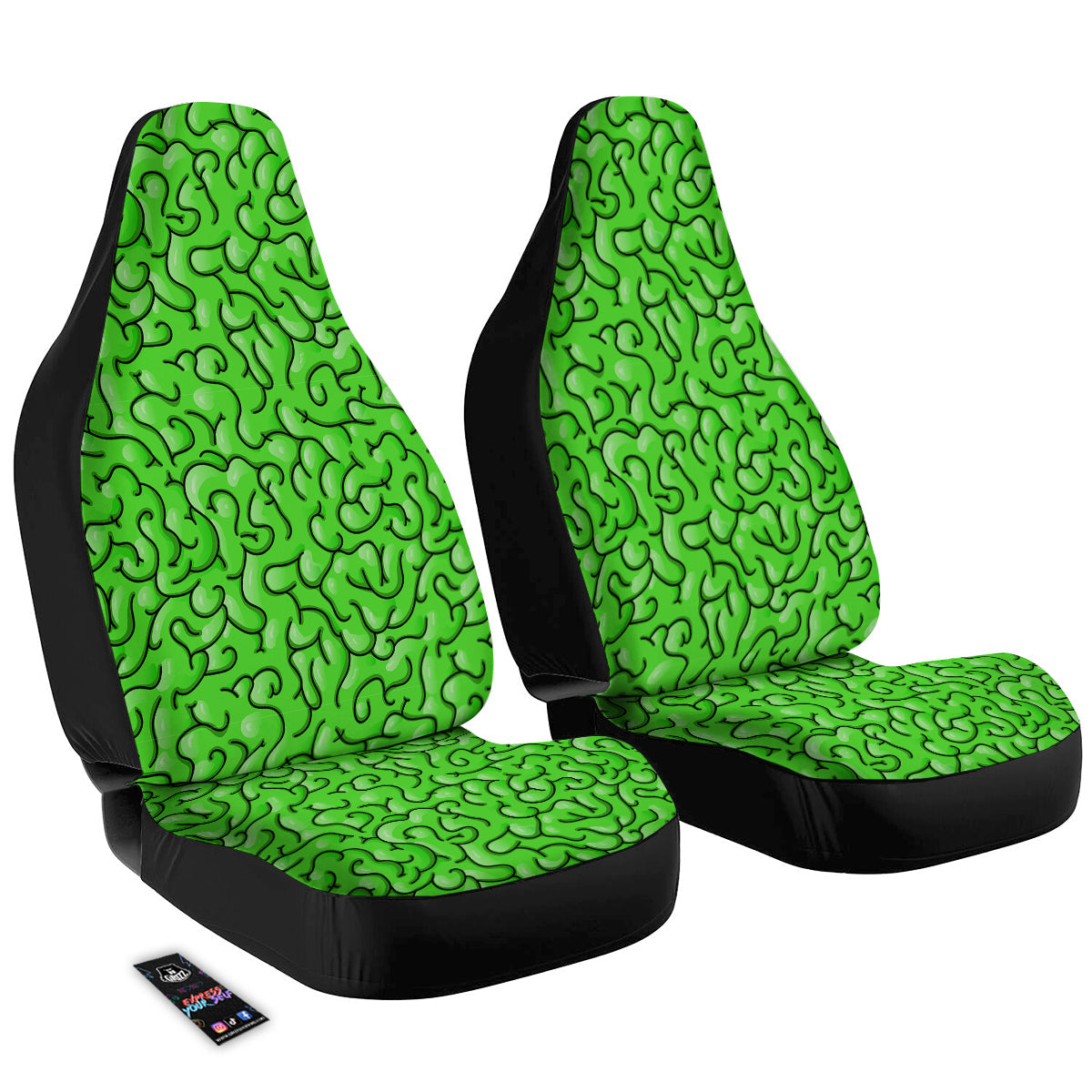 Zombie Green Brain Print Pattern Car Seat Covers-grizzshop