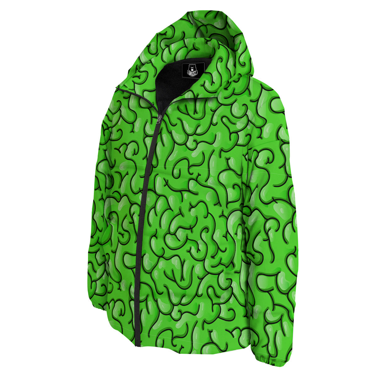 Zombie Green Brain Print Pattern Down Jacket-grizzshop