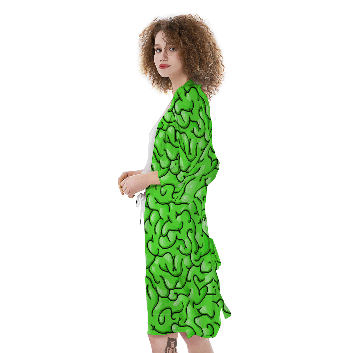 Zombie Green Brain Print Pattern Kimono-grizzshop
