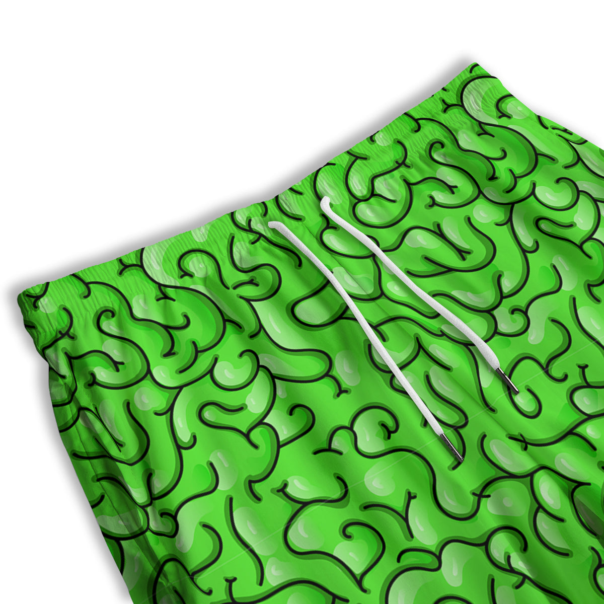 Zombie Green Brain Print Pattern Men's Athletic Shorts