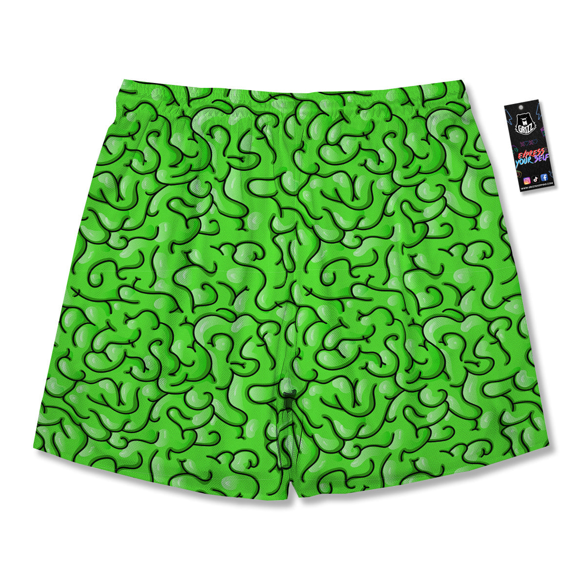 Zombie Green Brain Print Pattern Men's Running Shorts-grizzshop
