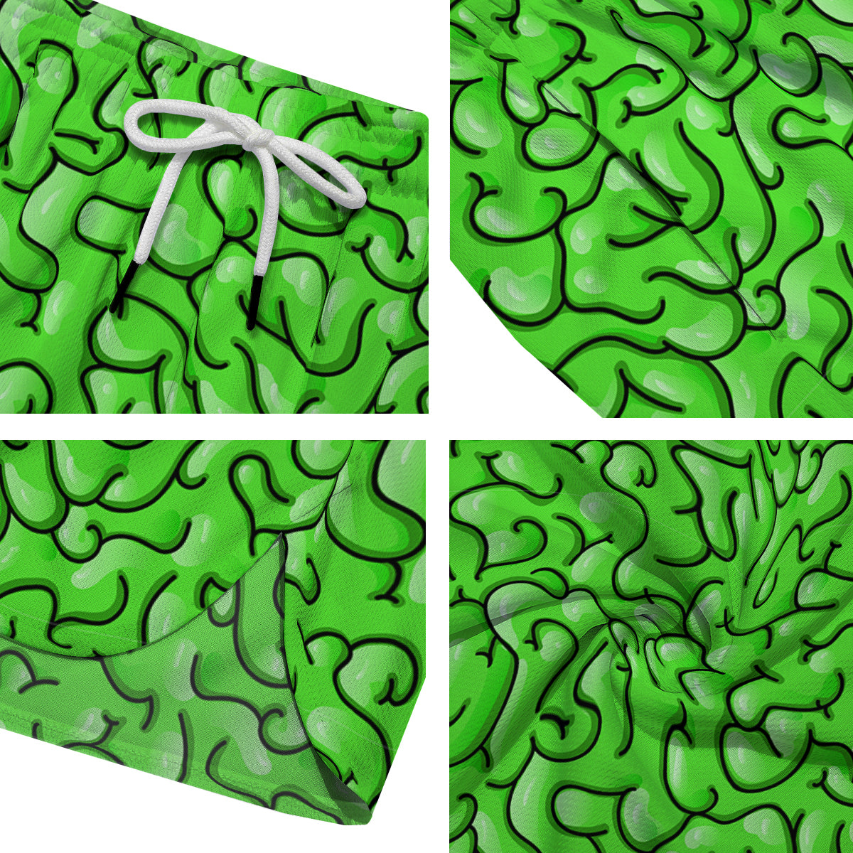 Zombie Green Brain Print Pattern Men's Running Shorts-grizzshop