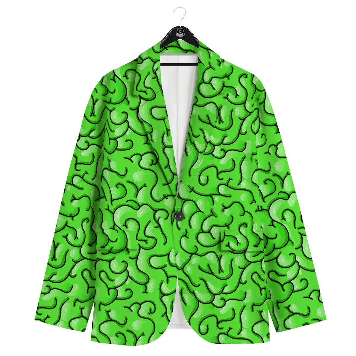 Zombie Green Brain Print Pattern Men's Sport Coat-grizzshop