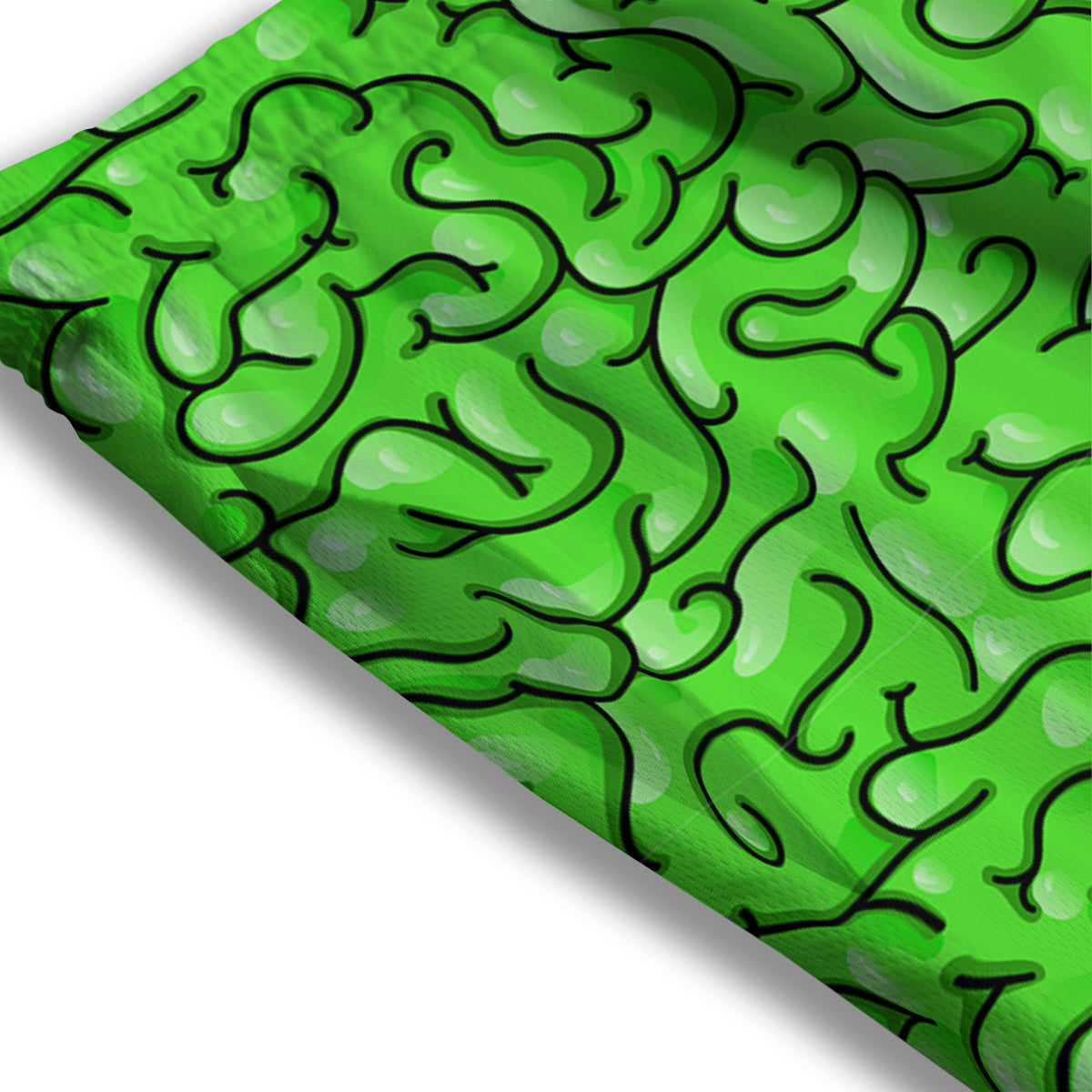 Zombie Green Brain Print Pattern Mesh Shorts