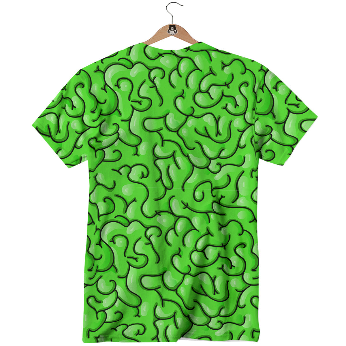 Zombie Green Brain Print Pattern T-Shirt-grizzshop