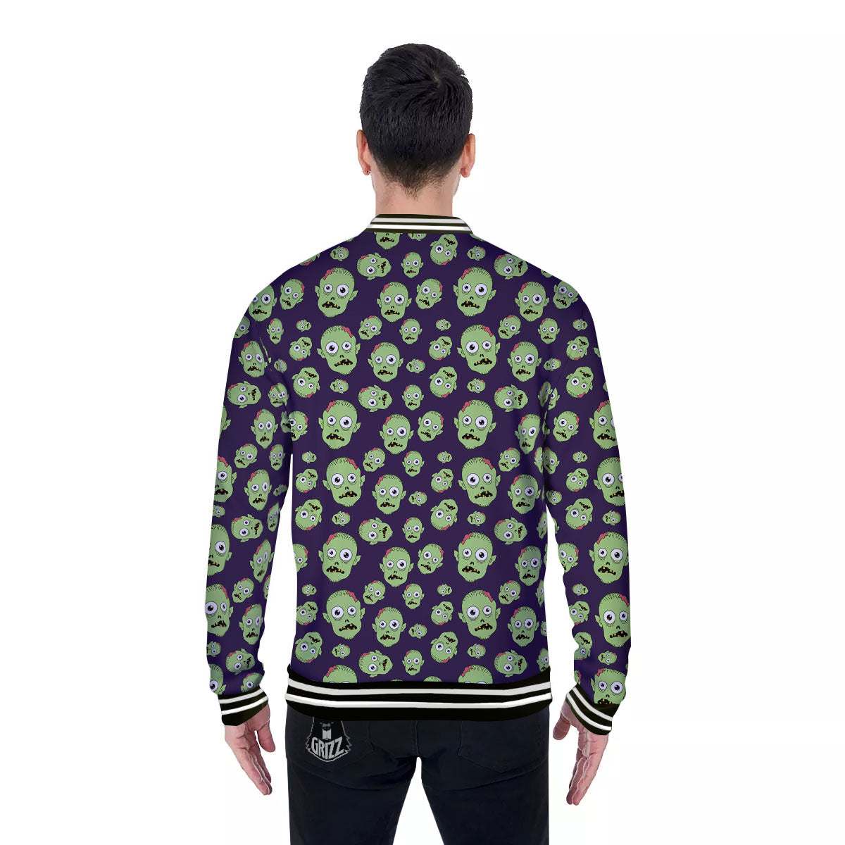Zombie Green Print Pattern Baseball Jacket-grizzshop