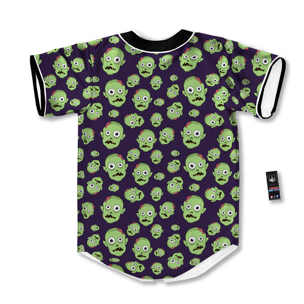 Zombie Green Print Pattern Baseball Jersey-grizzshop