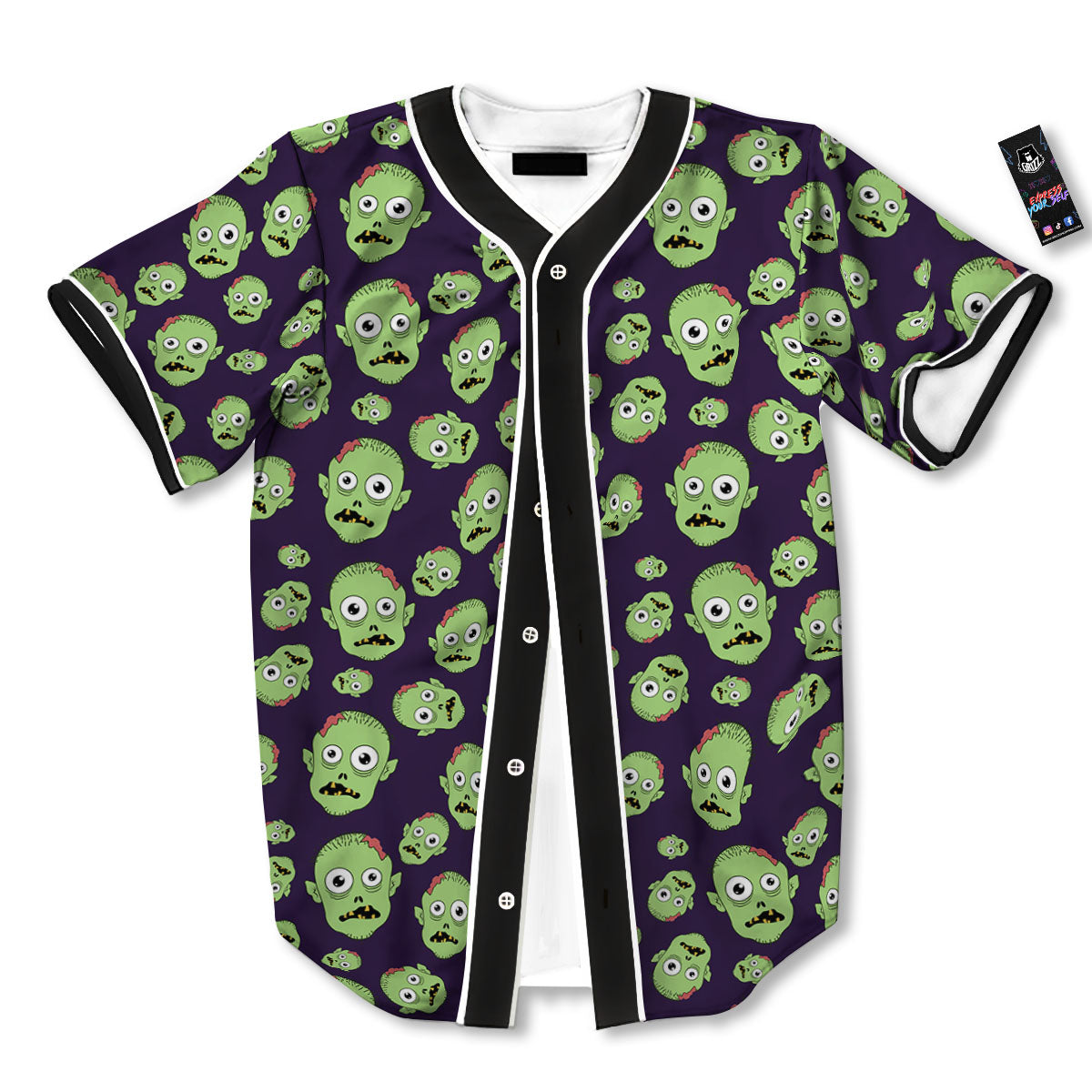 Zombie Green Print Pattern Baseball Jersey-grizzshop