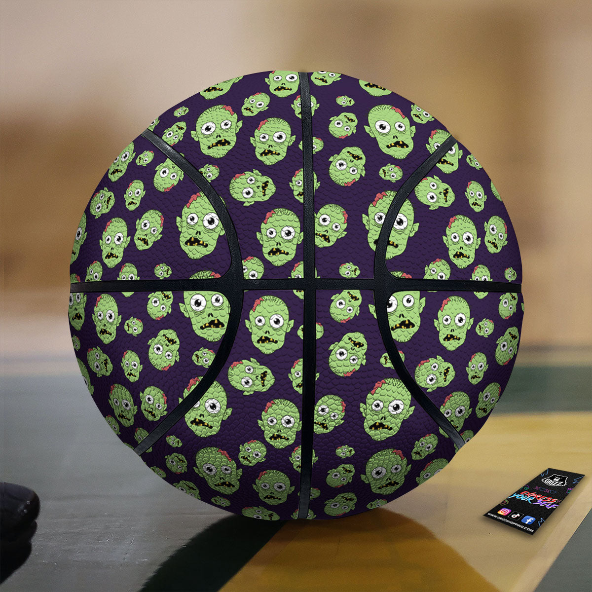 Zombie Green Print Pattern Basketball-grizzshop