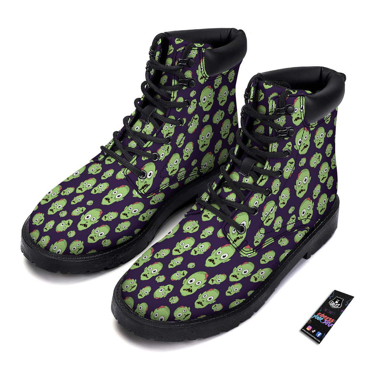 Zombie Green Print Pattern Boots-grizzshop