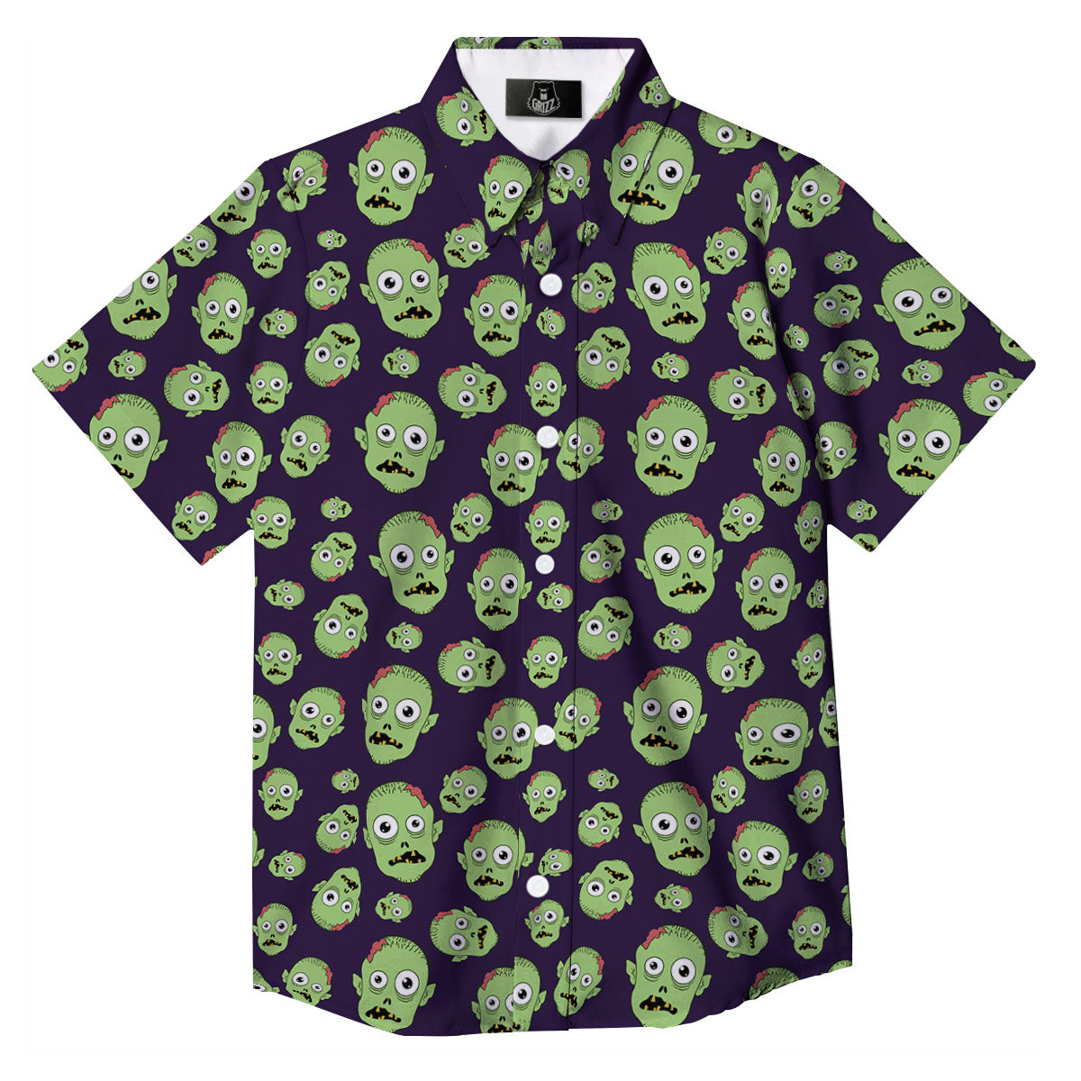 Zombie Green Print Pattern Button Up Shirt-grizzshop