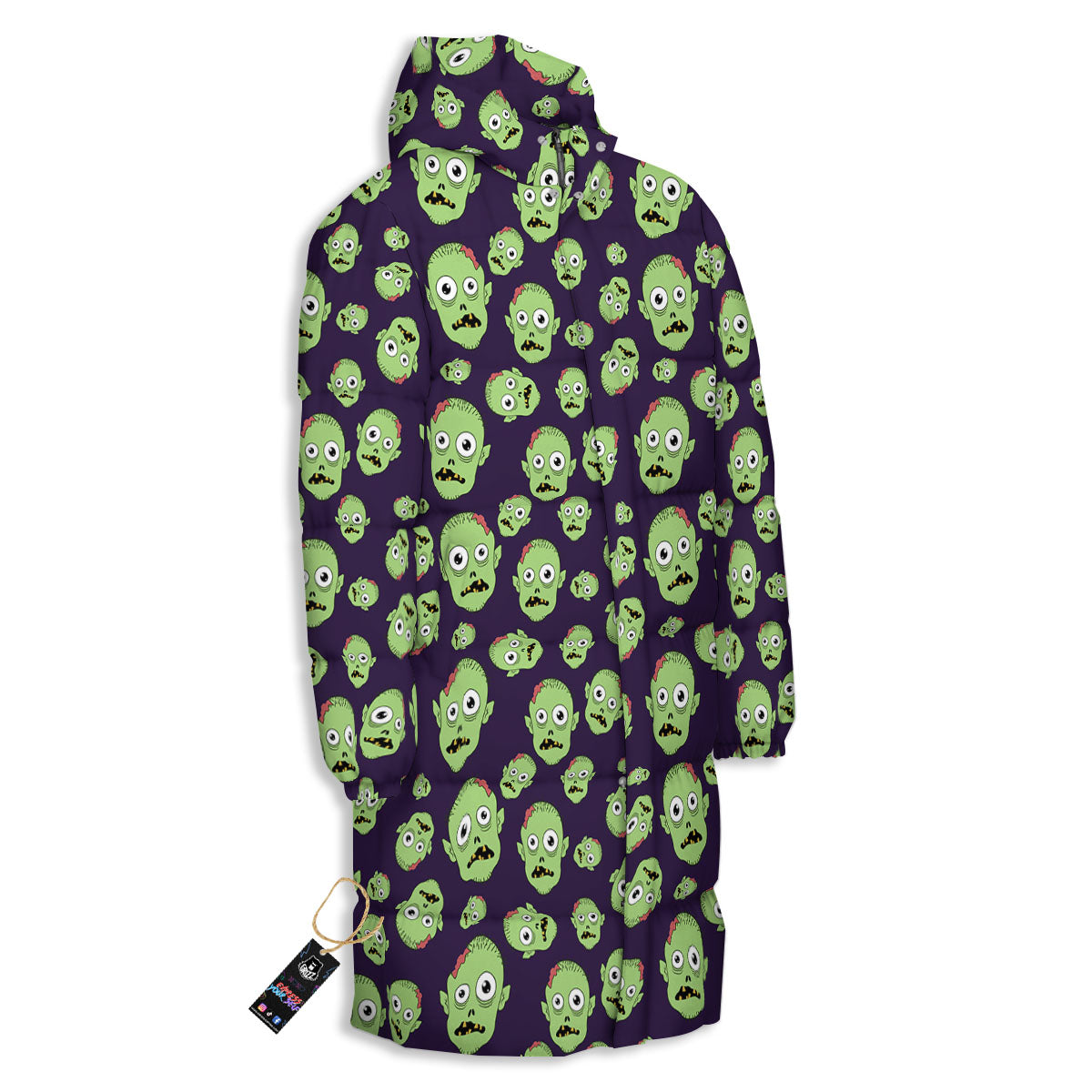 Zombie Green Print Pattern Long Down Jacket-grizzshop