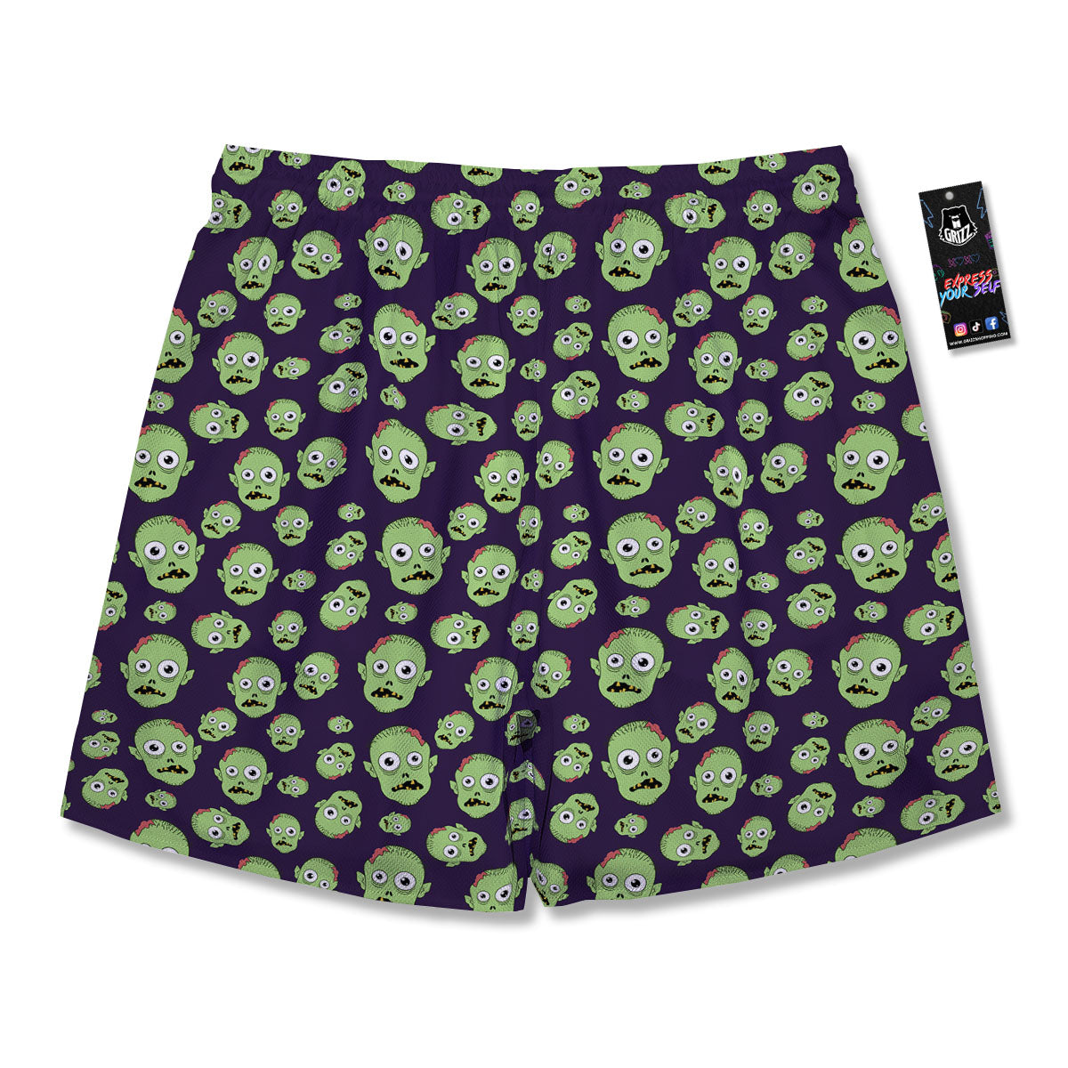 Zombie Green Print Pattern Men's Running Shorts-grizzshop
