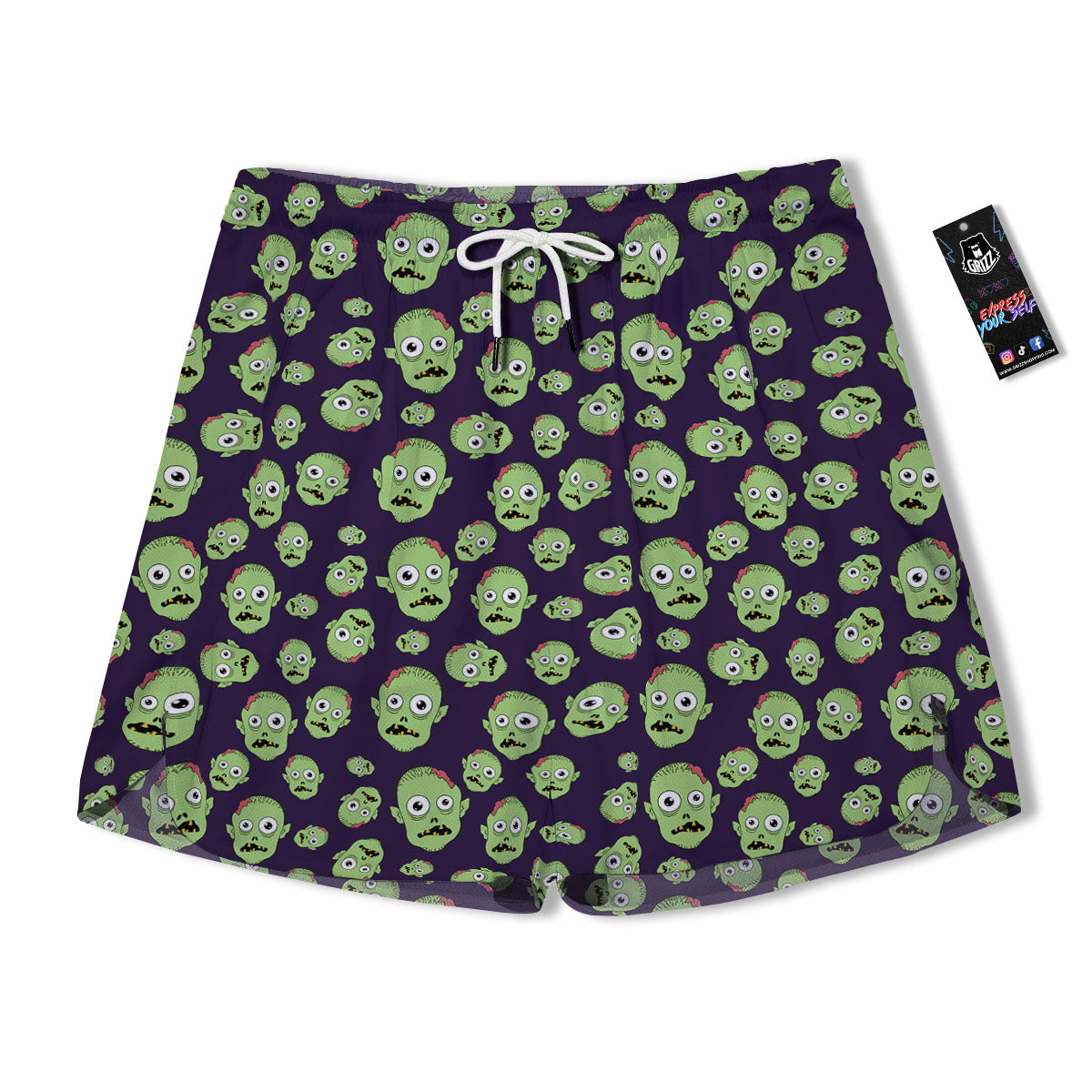 Zombie Green Print Pattern Men's Running Shorts-grizzshop