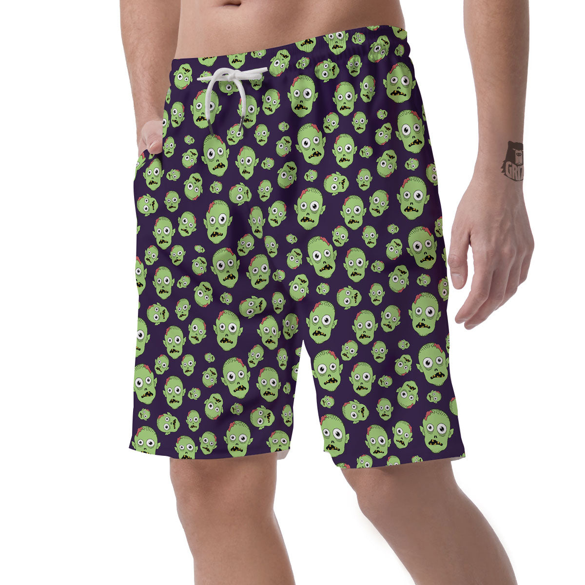 Zombie Green Print Pattern Men's Shorts-grizzshop