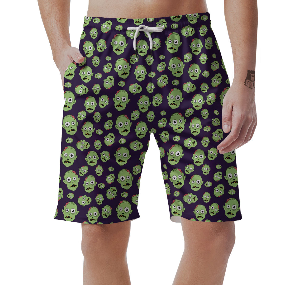 Zombie Green Print Pattern Men's Shorts-grizzshop