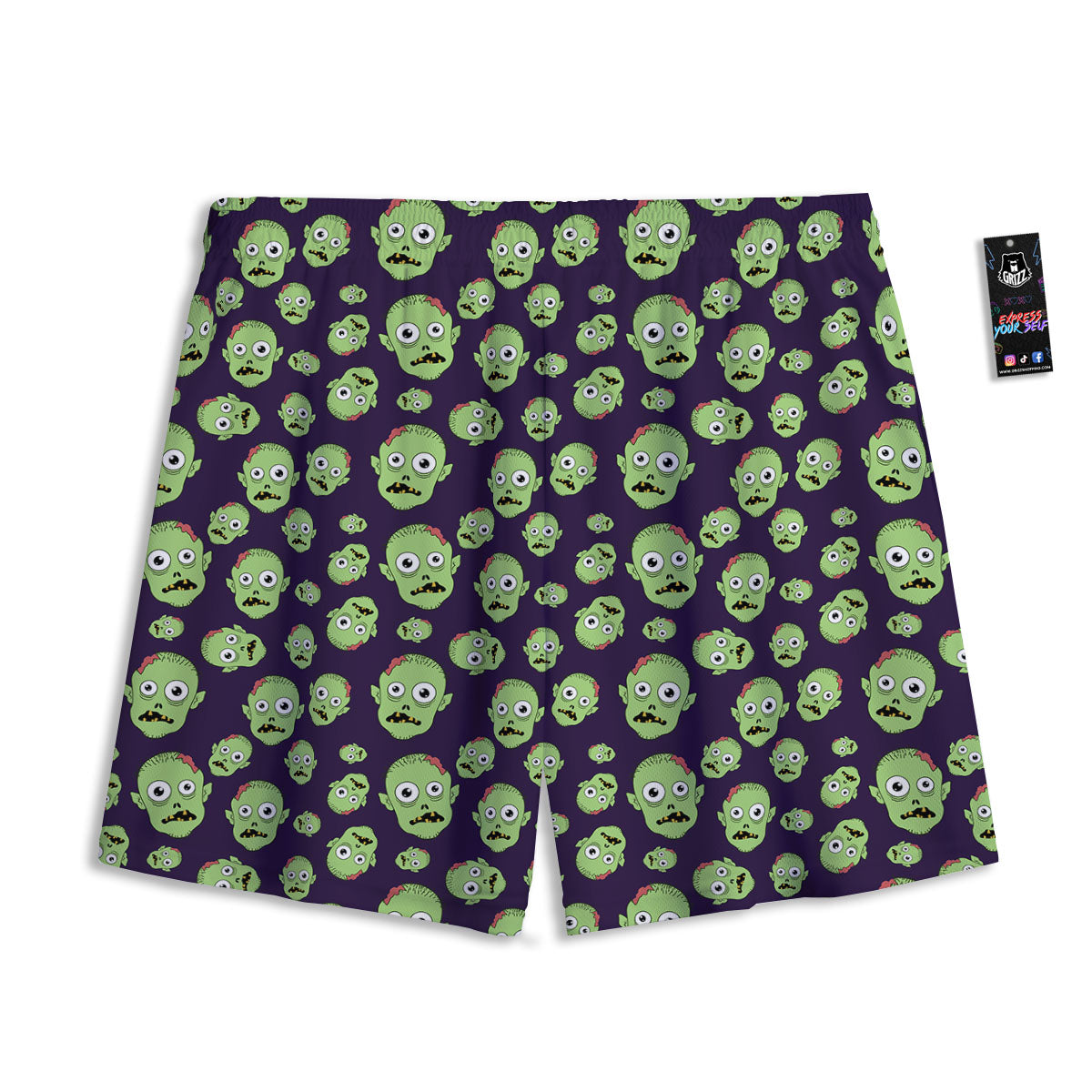 Zombie Green Print Pattern Mesh Shorts-grizzshop