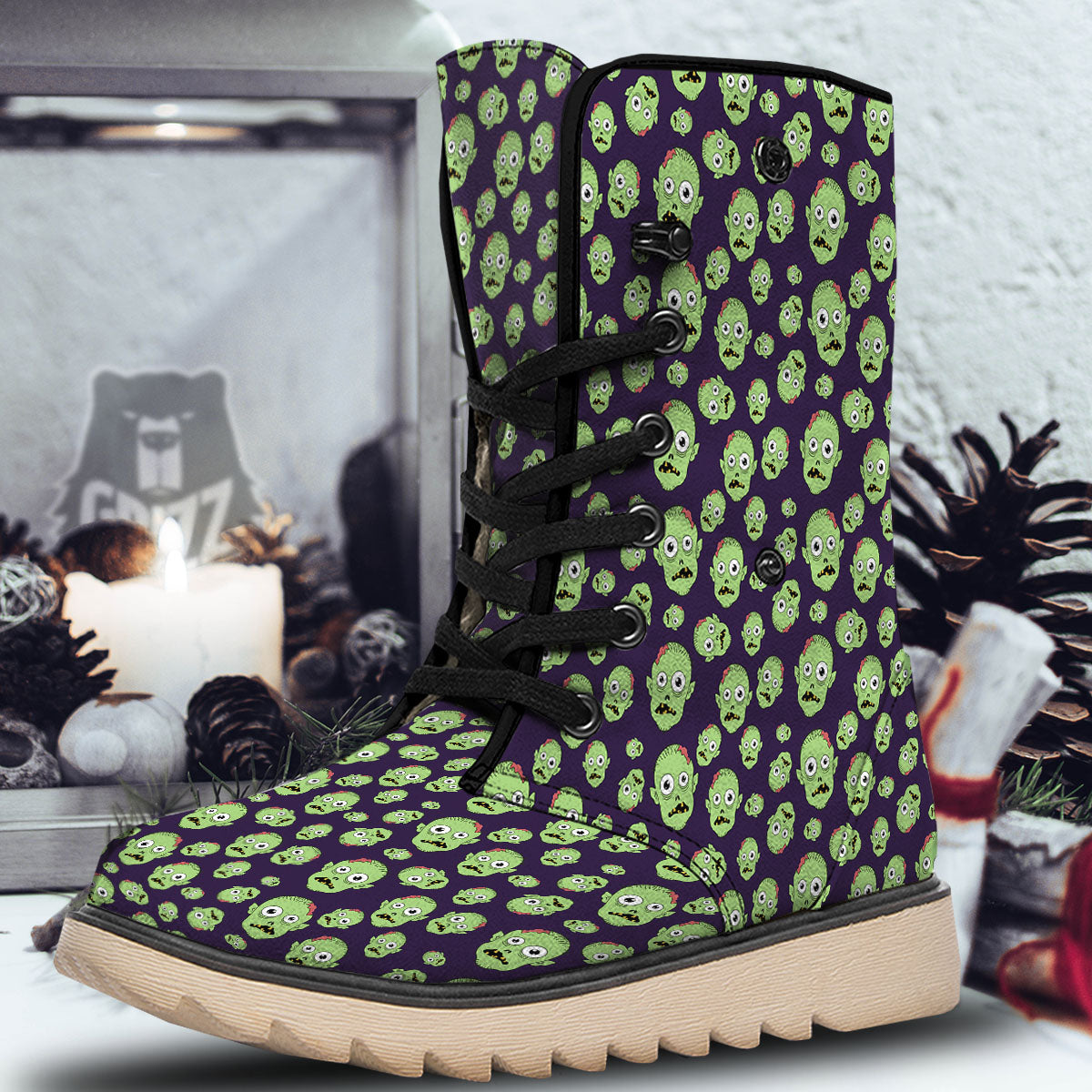 Zombie Green Print Pattern Snow Boots-grizzshop