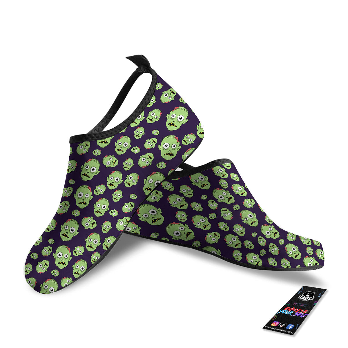 Zombie Green Print Pattern Water Shoes-grizzshop