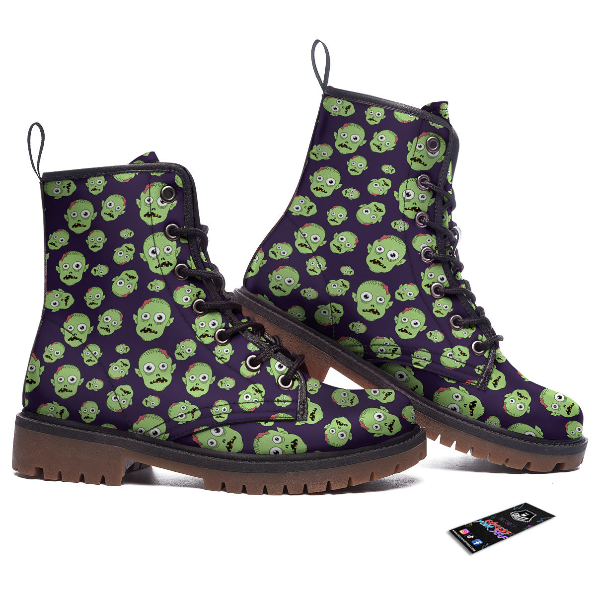 Zombie Green Print Pattern Work Boots-grizzshop